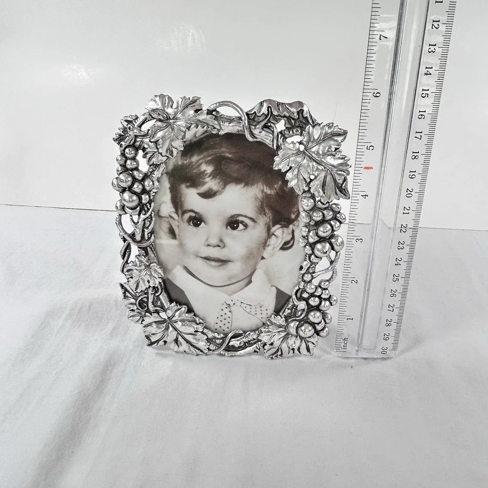 Arthur Court Pewter Silver Picture Frame Grapevines Vintage 1998 Grapes Leaves